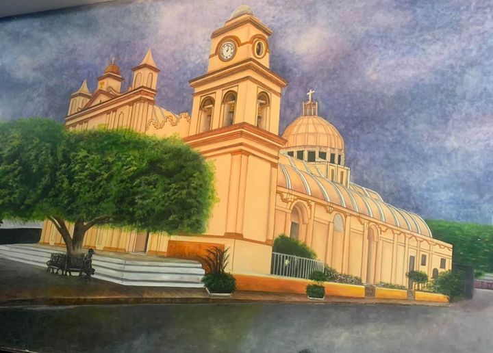 Majestoso templo de Dios, mural creado por el pintor chalateco Carlos Varela Franco.